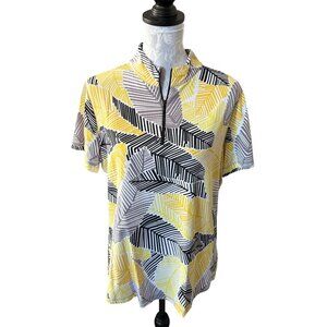 IBKUL Womens Golf Top Athletic UPF 50+ Yellow Short Sleeve Tennis Xlarge